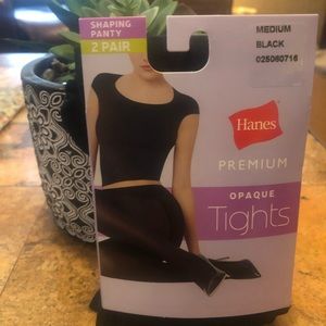 Medium Hanes Black Opaque Tights NWT 2 in package